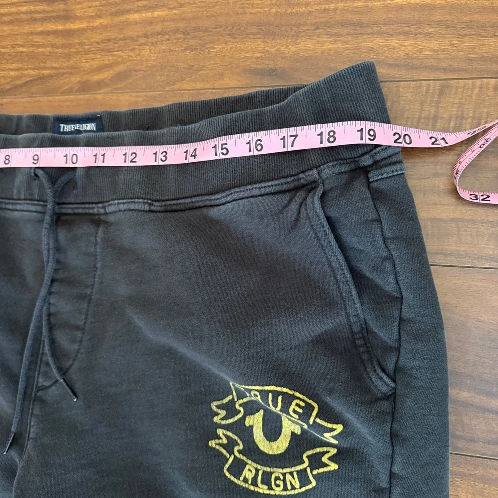 True Religion Black‎ Logo Collegiate Joggers Mens Size XL Heavyweight Sweatpants